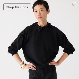 J. Crew Black Sweatshirt with Sequin Beaded Collar